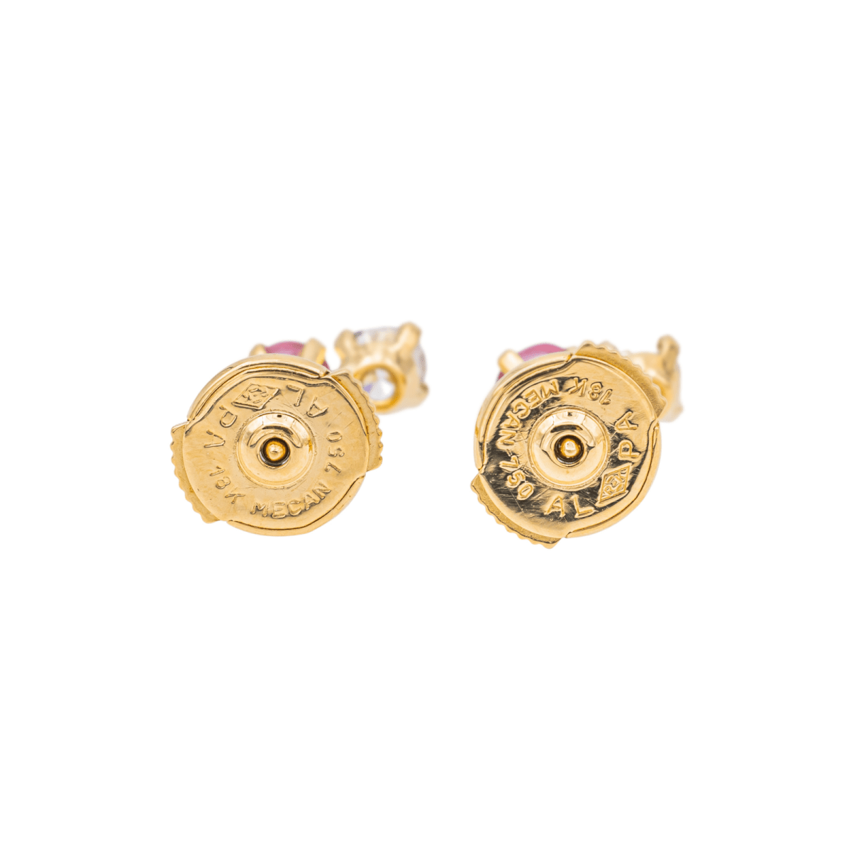 Boucles d'oreilles Puces en or jaune, rubis et diamants - Castafiore