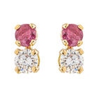 Boucles d'oreilles Puces en or jaune, rubis et diamants - Castafiore