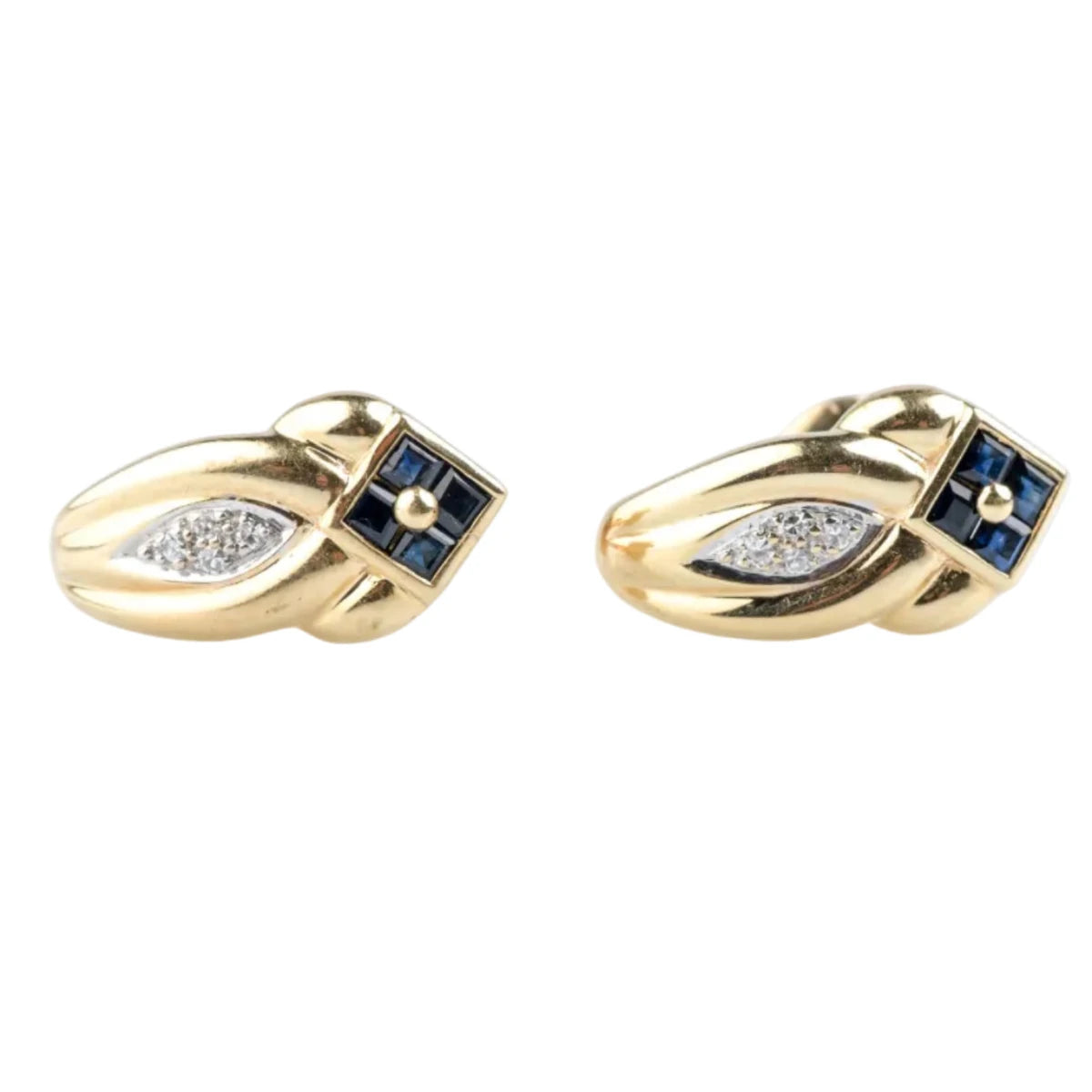 Boucles d’oreilles Puces en or jaune, saphirs et diamants - Castafiore