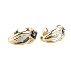 Boucles d’oreilles Puces en or jaune, saphirs et diamants - Castafiore