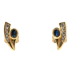Boucles d'oreilles Puces en or jaune, saphirs et diamants - Castafiore
