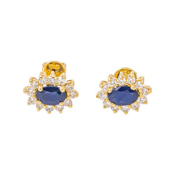 Boucles d'oreilles Puces en or jaune, saphirs et diamants - Castafiore