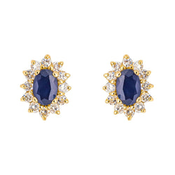 Boucles d'oreilles Puces en or jaune, saphirs et diamants - Castafiore