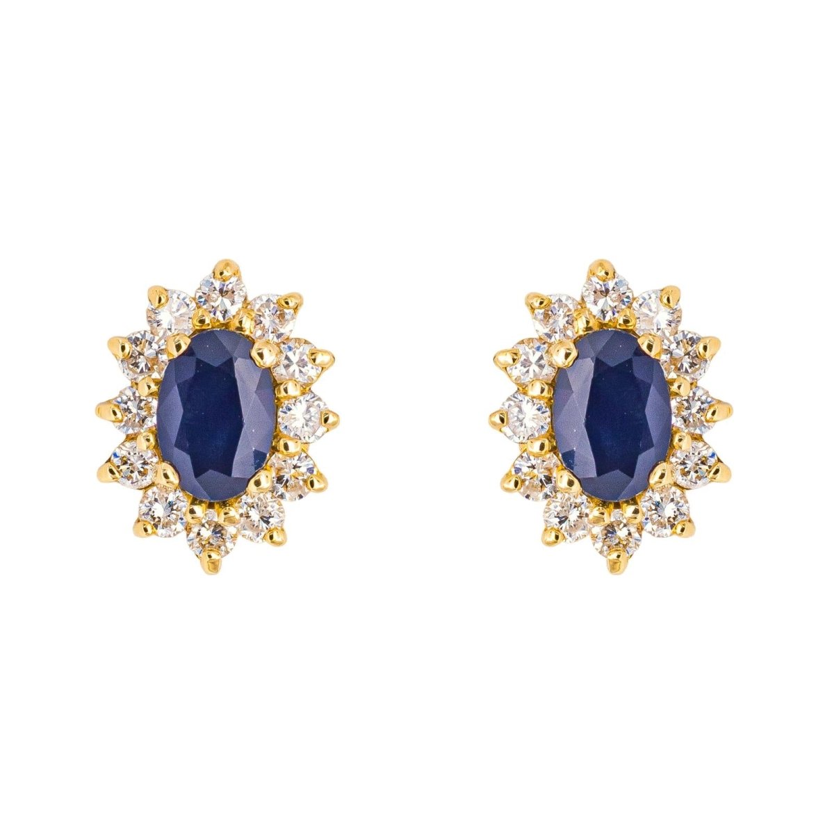 Boucles d'oreilles Puces en or jaune, saphirs et diamants - Castafiore