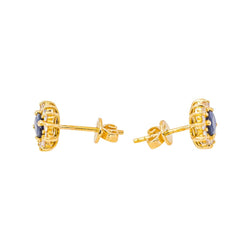Boucles d'oreilles Puces en or jaune, saphirs et diamants - Castafiore