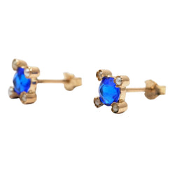 Boucles d'oreilles Puces en or jaune, saphirs et perles - Castafiore