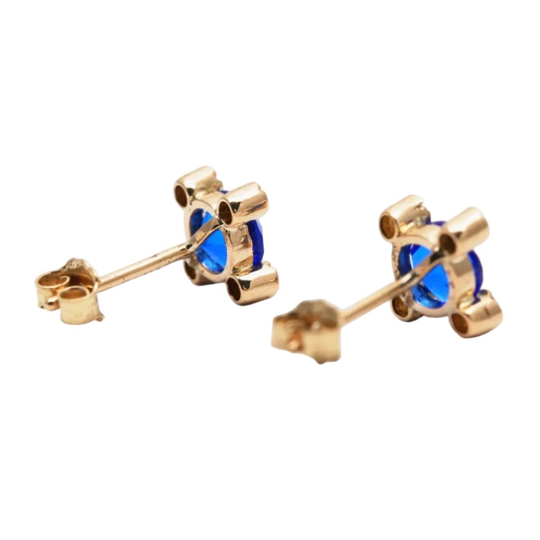 Boucles d'oreilles Puces en or jaune, saphirs et perles - Castafiore