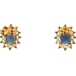 Boucles d'oreilles Puces en or jaune, saphirs et zirconiums - Castafiore