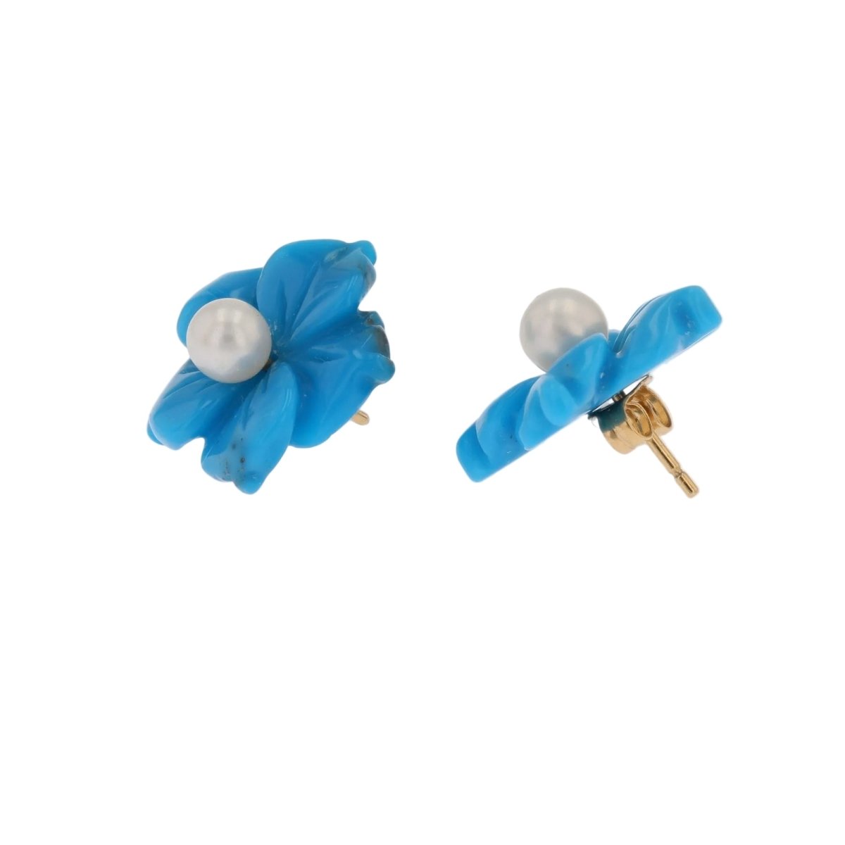 Earrings turquoise and cultured pearls