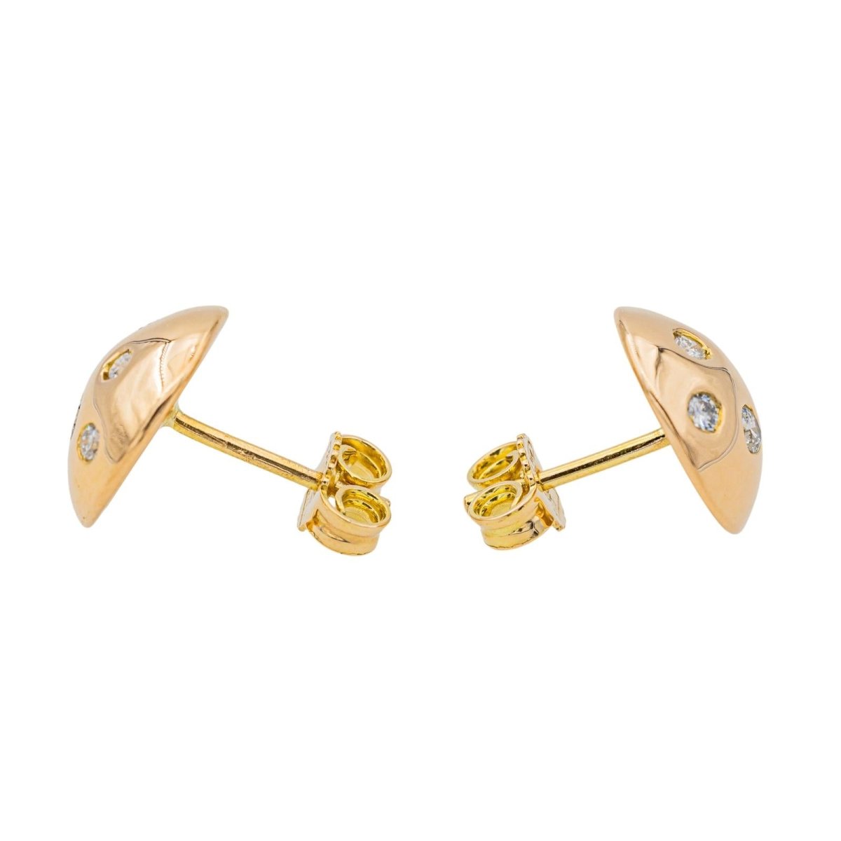Boucles d'oreilles Puces en or rose et diamant - Castafiore