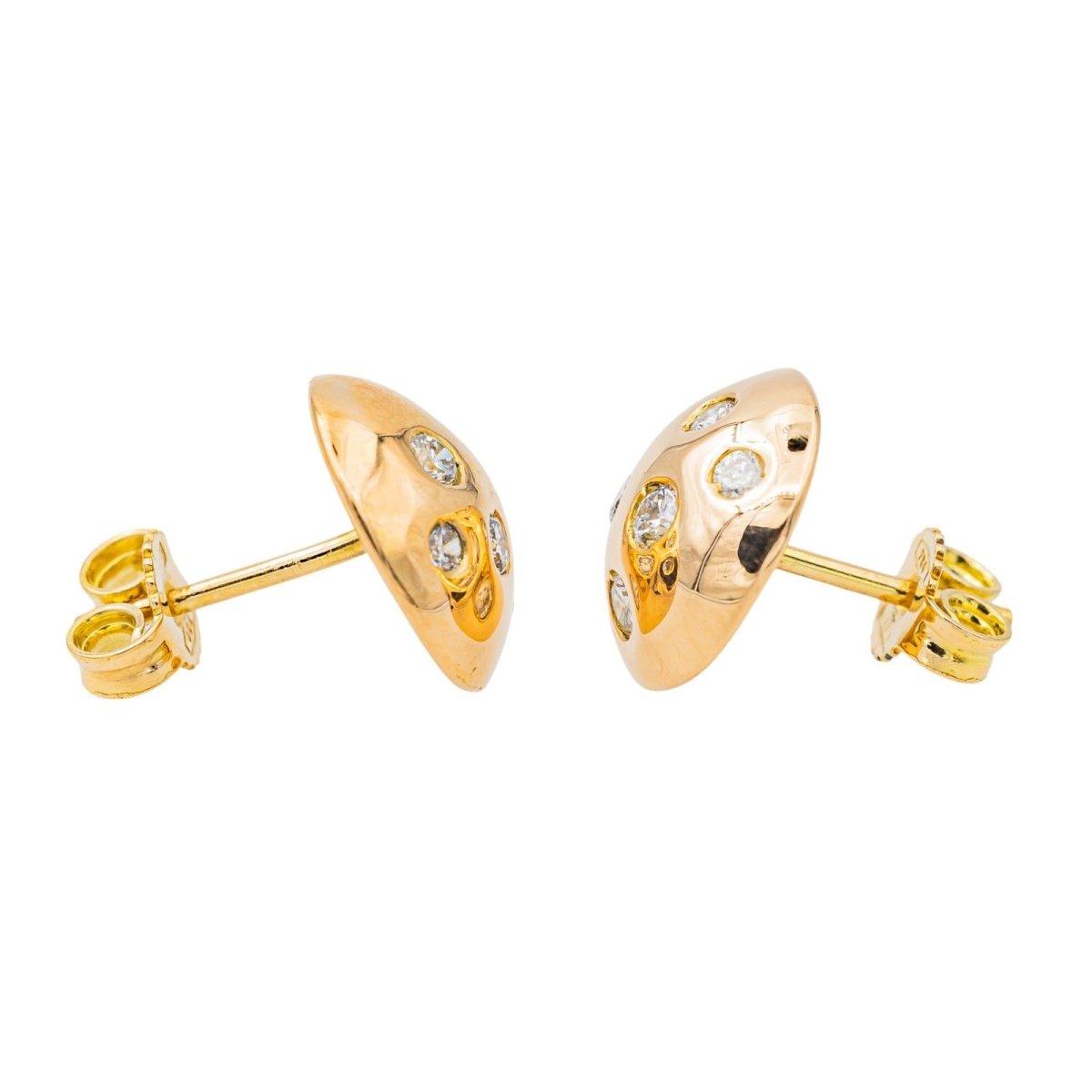 Boucles d'oreilles Puces en or rose et diamant - Castafiore