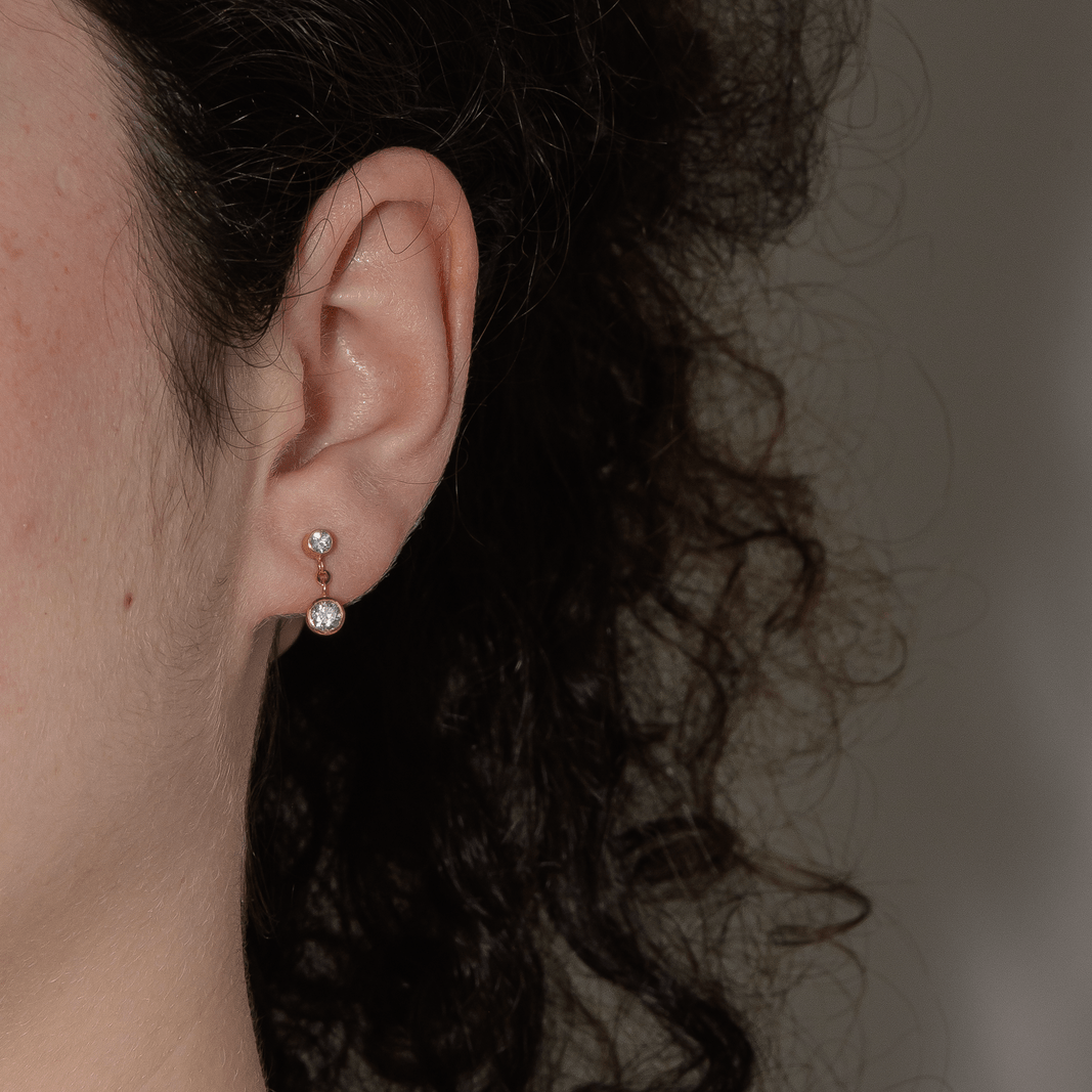 Boucles d'oreilles Puces en or rose et diamants - Castafiore