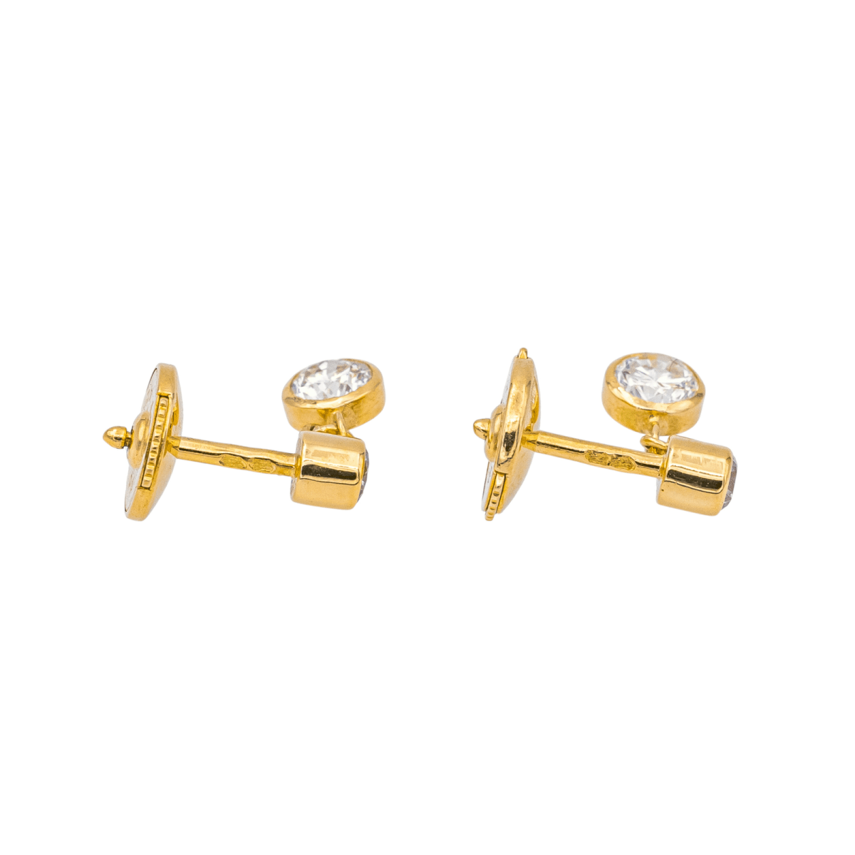 Boucles d'oreilles Puces en or rose et diamants - Castafiore