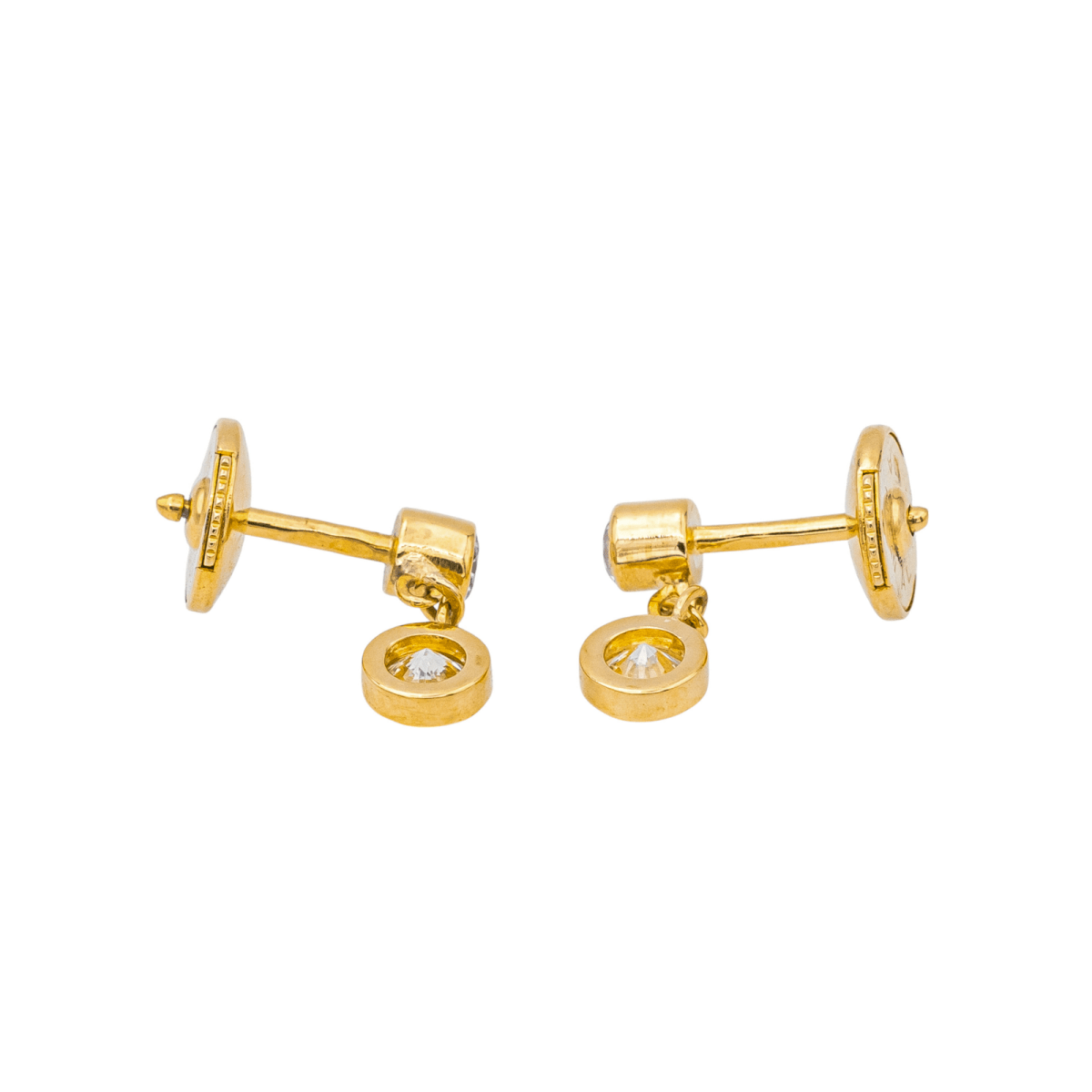 Boucles d'oreilles Puces en or rose et diamants - Castafiore