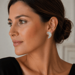 Boucles d'oreilles Puces en platine et diamants - Castafiore