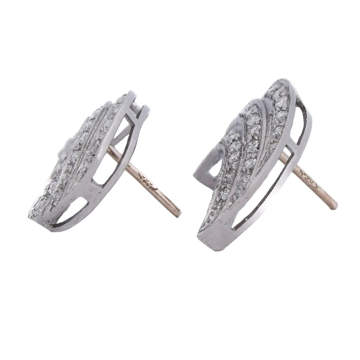 Boucles d'oreilles Puces en platine et diamants - Castafiore