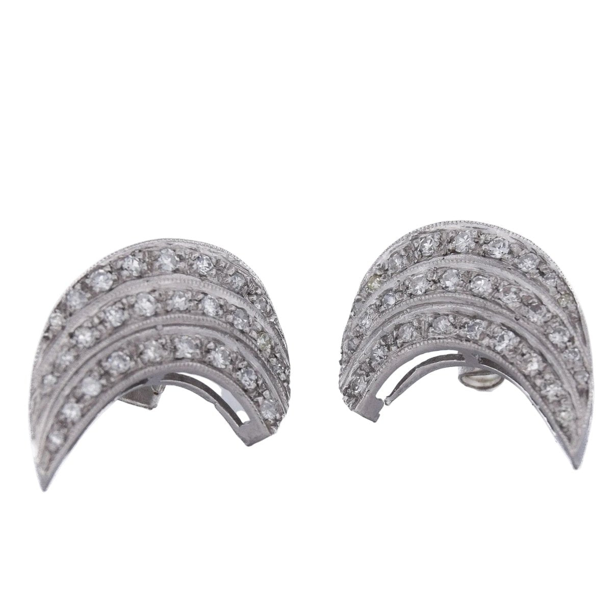 Boucles d'oreilles Puces en platine et diamants - Castafiore