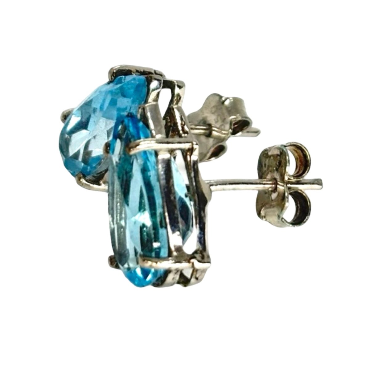 Boucles d'oreilles Puces en platine et topazes - Castafiore