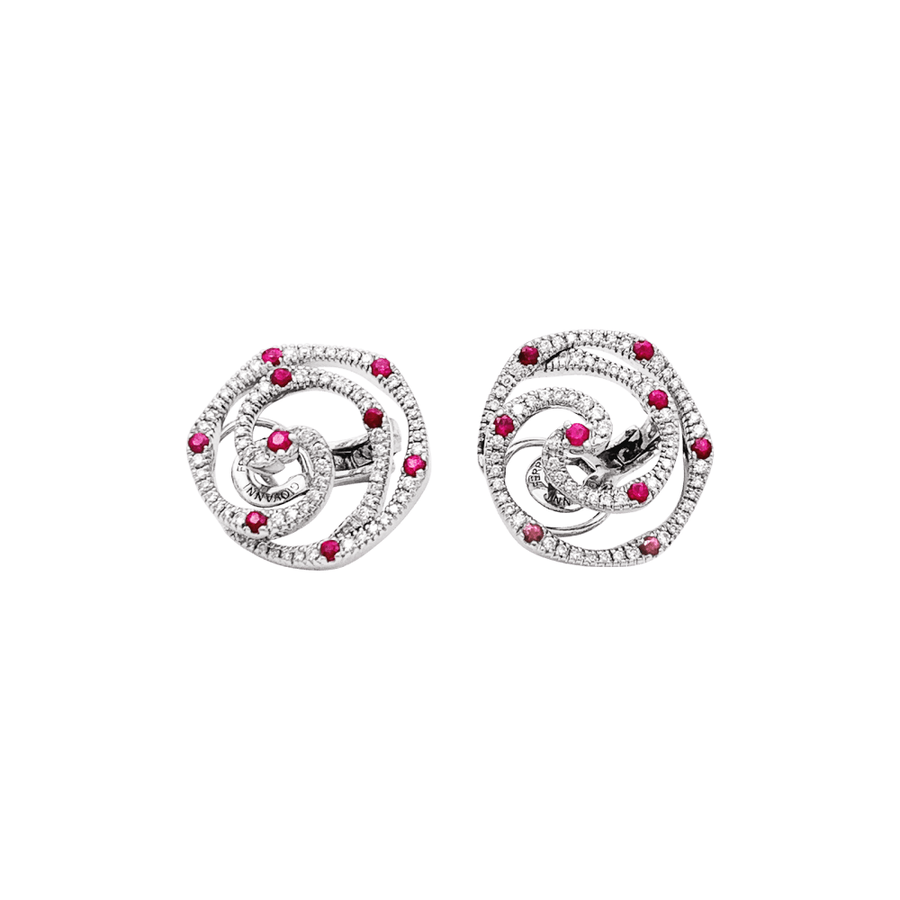 Earrings Giovanni Ferraris, white gold, diamonds and rubies.