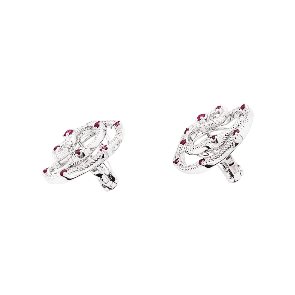 Earrings Giovanni Ferraris, white gold, diamonds and rubies.