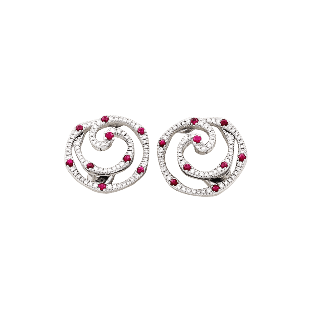 Earrings Giovanni Ferraris, white gold, diamonds and rubies.