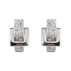Boucles d'Oreilles Puces Guy Laroche en Or Blanc avec Diamants - Castafiore