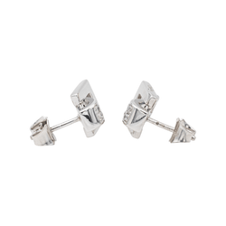 Boucles d'Oreilles Puces Guy Laroche en Or Blanc avec Diamants - Castafiore
