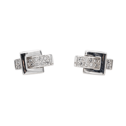 Boucles d'Oreilles Puces Guy Laroche en Or Blanc avec Diamants - Castafiore