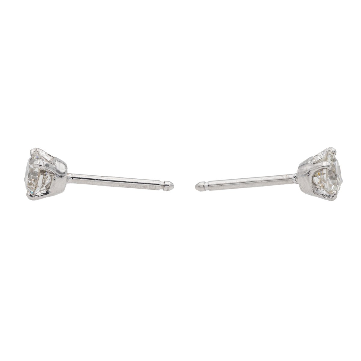 Boucles d'oreilles Puces Or blanc Diamant - Castafiore