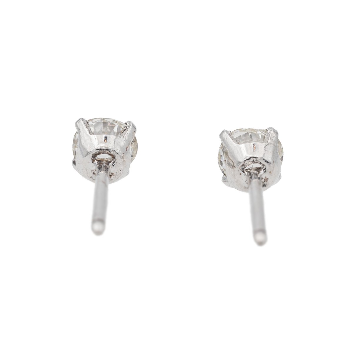 Boucles d'oreilles Puces Or blanc Diamant - Castafiore