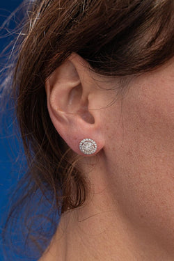 Boucles d'oreilles Puces Or blanc Diamant - Castafiore