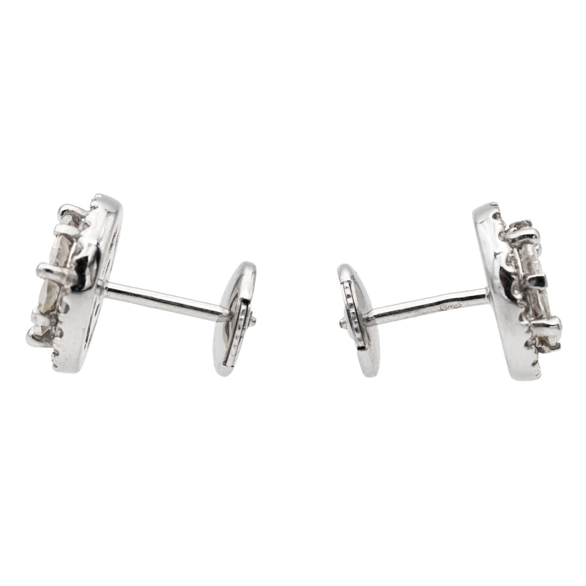 Boucles d'oreilles Puces Or blanc Diamant - Castafiore