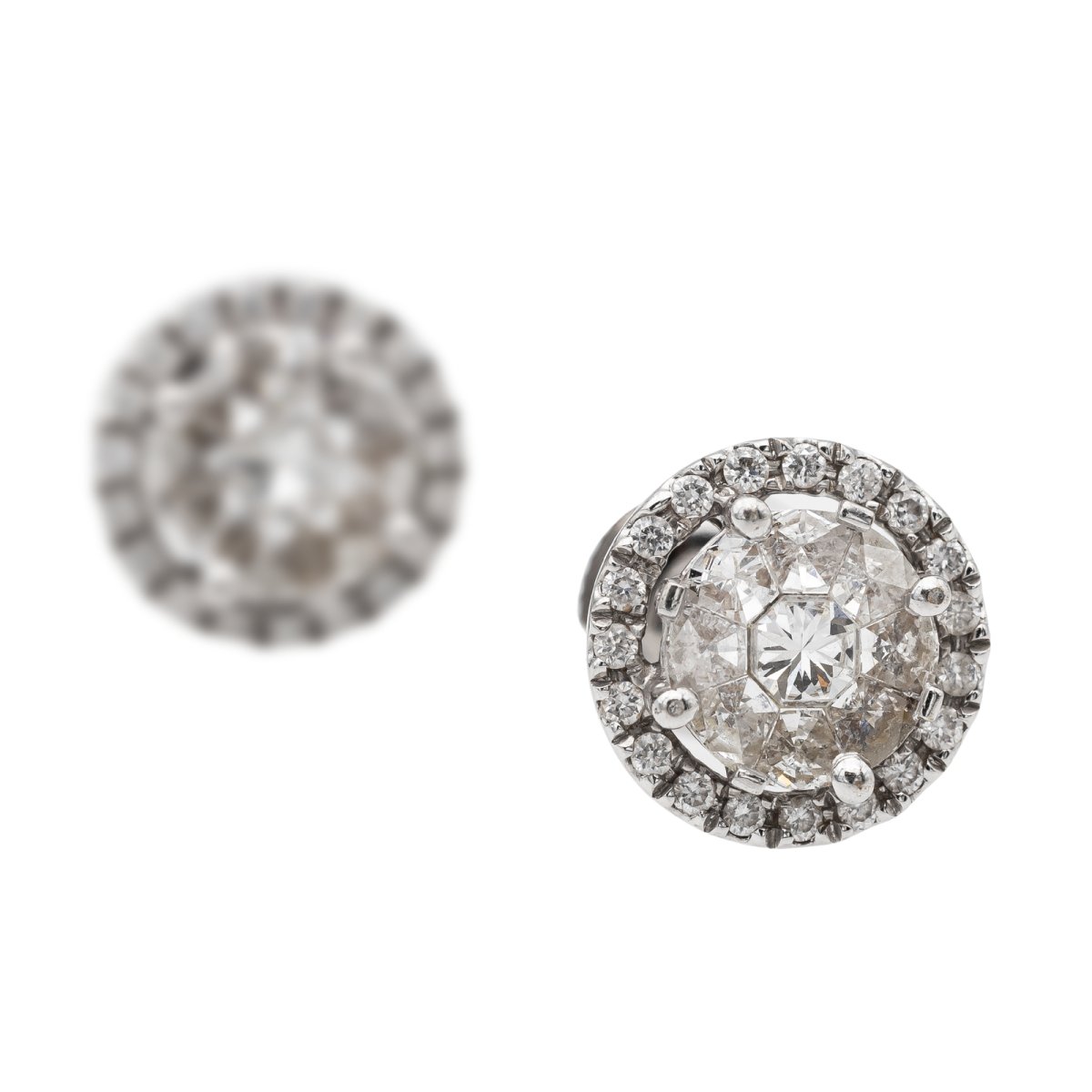 Boucles d'oreilles Puces Or blanc Diamant - Castafiore