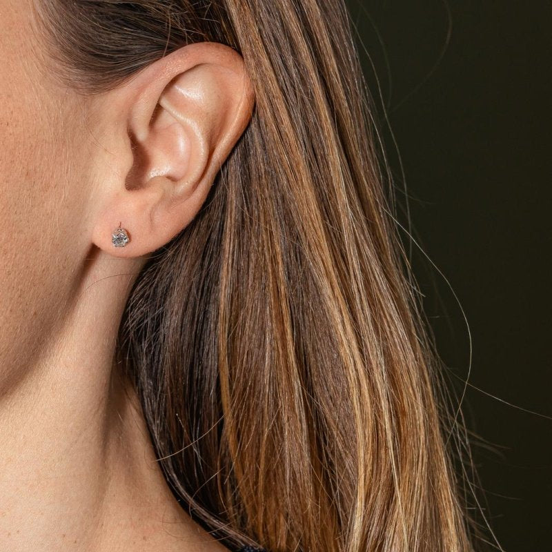 Boucles d'oreilles Puces Or blanc Diamant - Castafiore