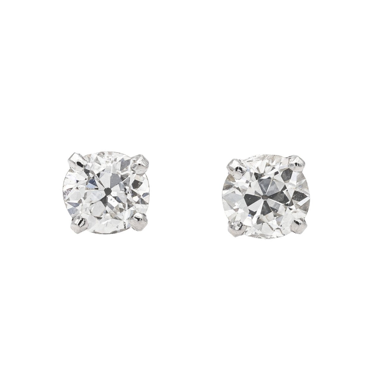 Boucles d'oreilles Puces Or blanc Diamant - Castafiore