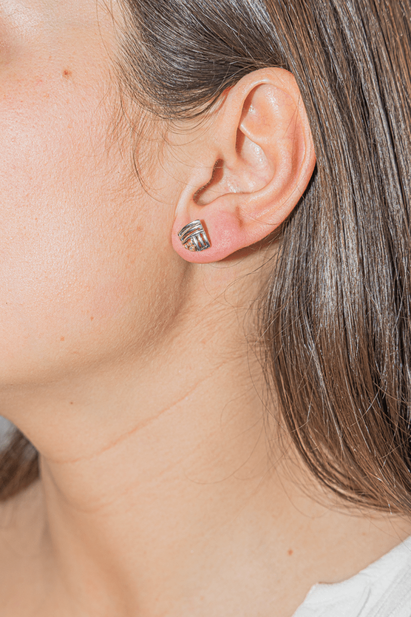 Boucles d'oreilles Puces Or blanc Diamant - Castafiore