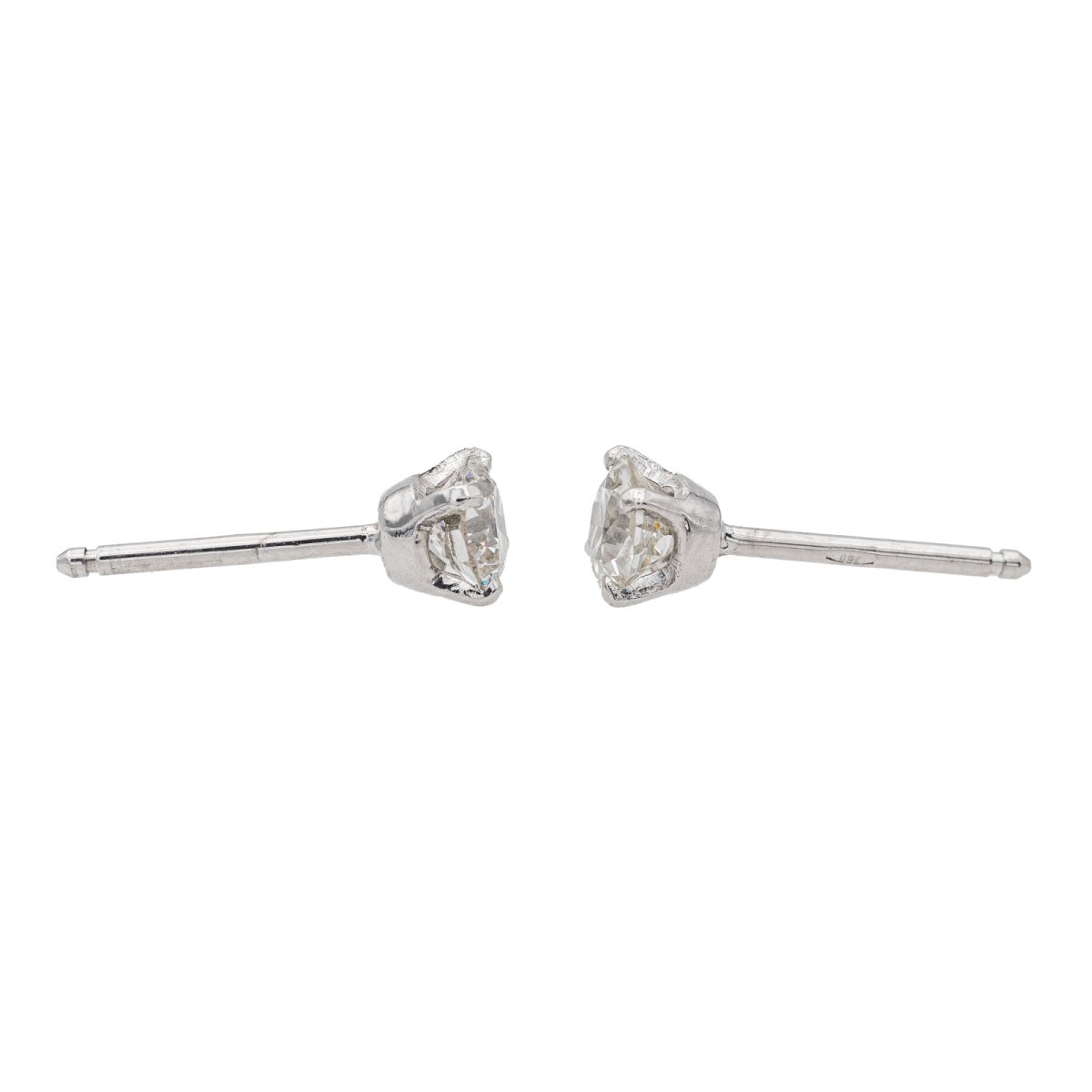 Boucles d'oreilles Puces Or blanc Diamant - Castafiore