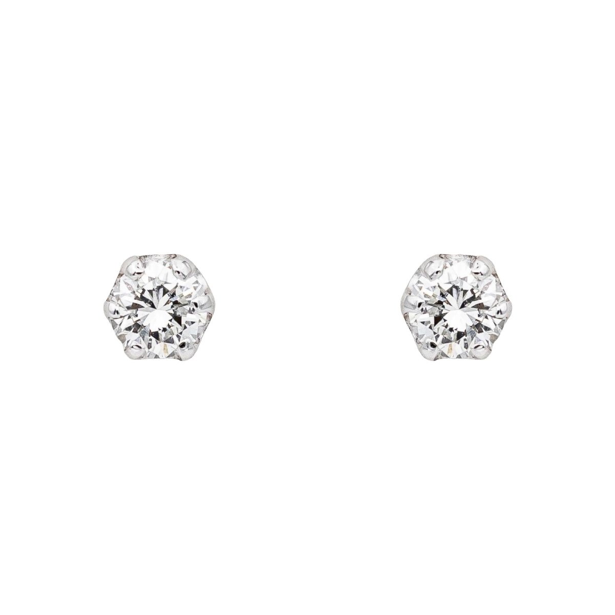 Boucles d'oreilles Puces Or blanc Diamant - Castafiore