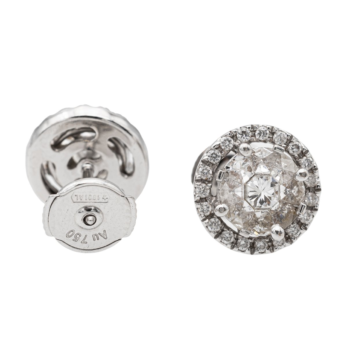 Boucles d'oreilles Puces Or blanc Diamant - Castafiore