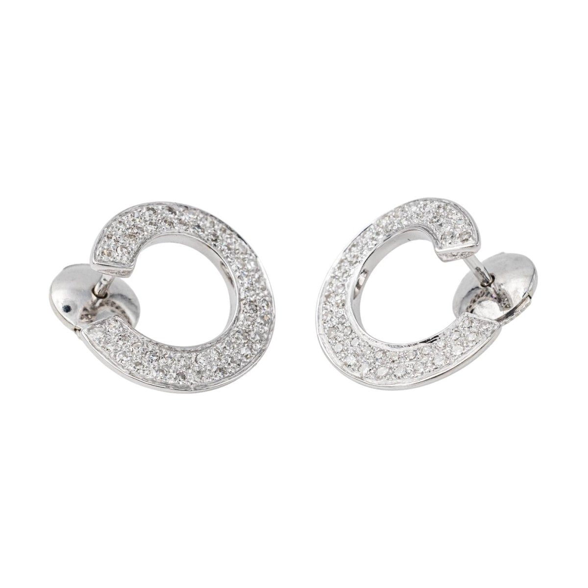 Boucles d'oreilles Puces Or blanc Diamant - Castafiore