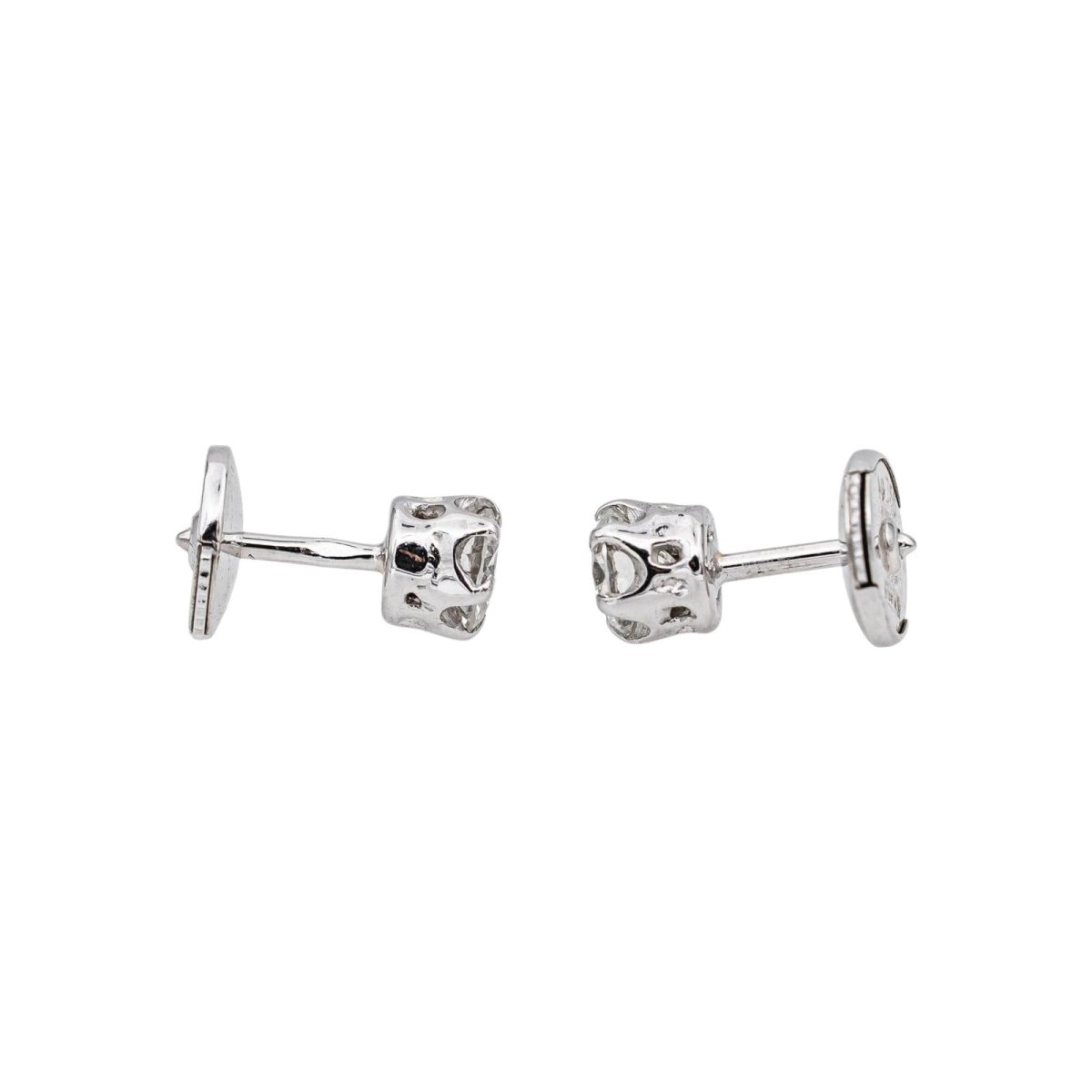 Boucles d'oreilles Puces Or blanc Diamant - Castafiore