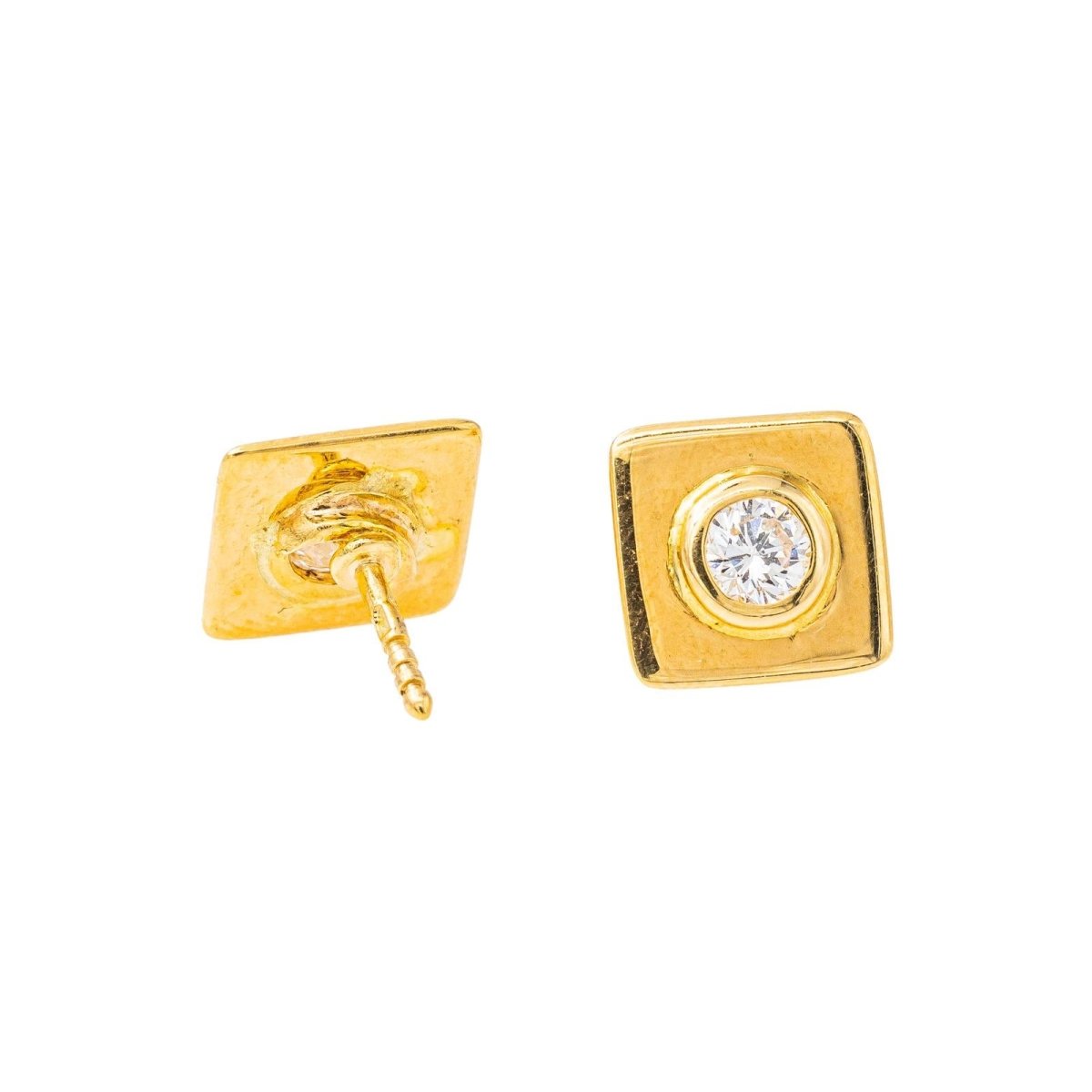 Boucles d'oreilles Puces Or jaune Diamant - Castafiore