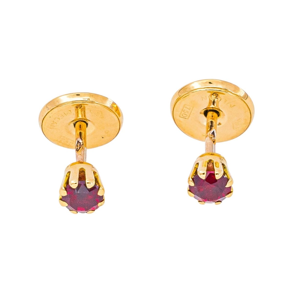 Boucles d'oreilles Puces Or jaune Rubis - Castafiore