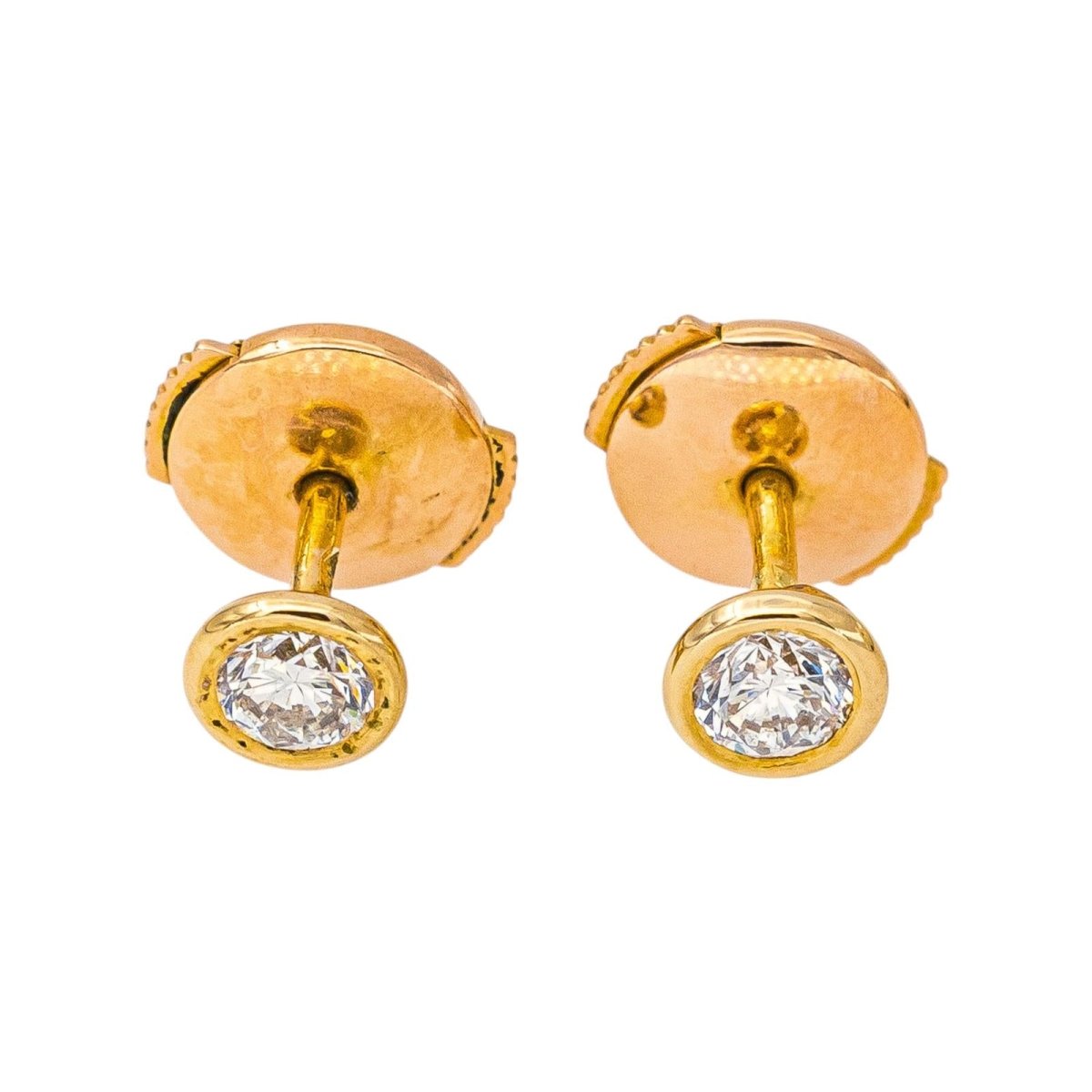 Boucles d'oreilles Puces Or rose Diamant - Castafiore