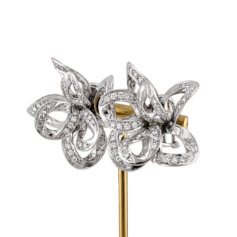 Boucles d'oreilles Puces POMELLATO en or blanc et diamants - Castafiore