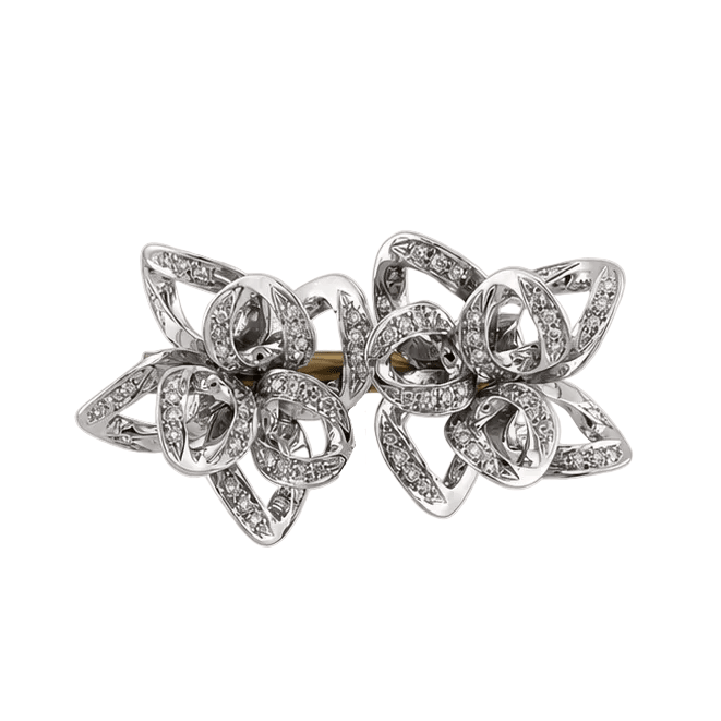 Boucles d'oreilles Puces POMELLATO en or blanc et diamants - Castafiore