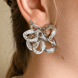 Boucles d'oreilles Puces POMELLATO en or blanc et diamants - Castafiore
