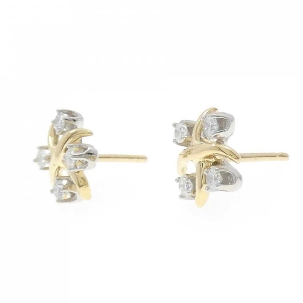 Boucles d'oreilles Puces TIFFANY & CO. "Sixteen Stone" en or jaune, platine et diamants - Castafiore