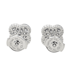 Boucles d'oreilles Puces VAN CLEEF & ARPELS "Sweet Alhambra" en or blanc et diamants - Castafiore