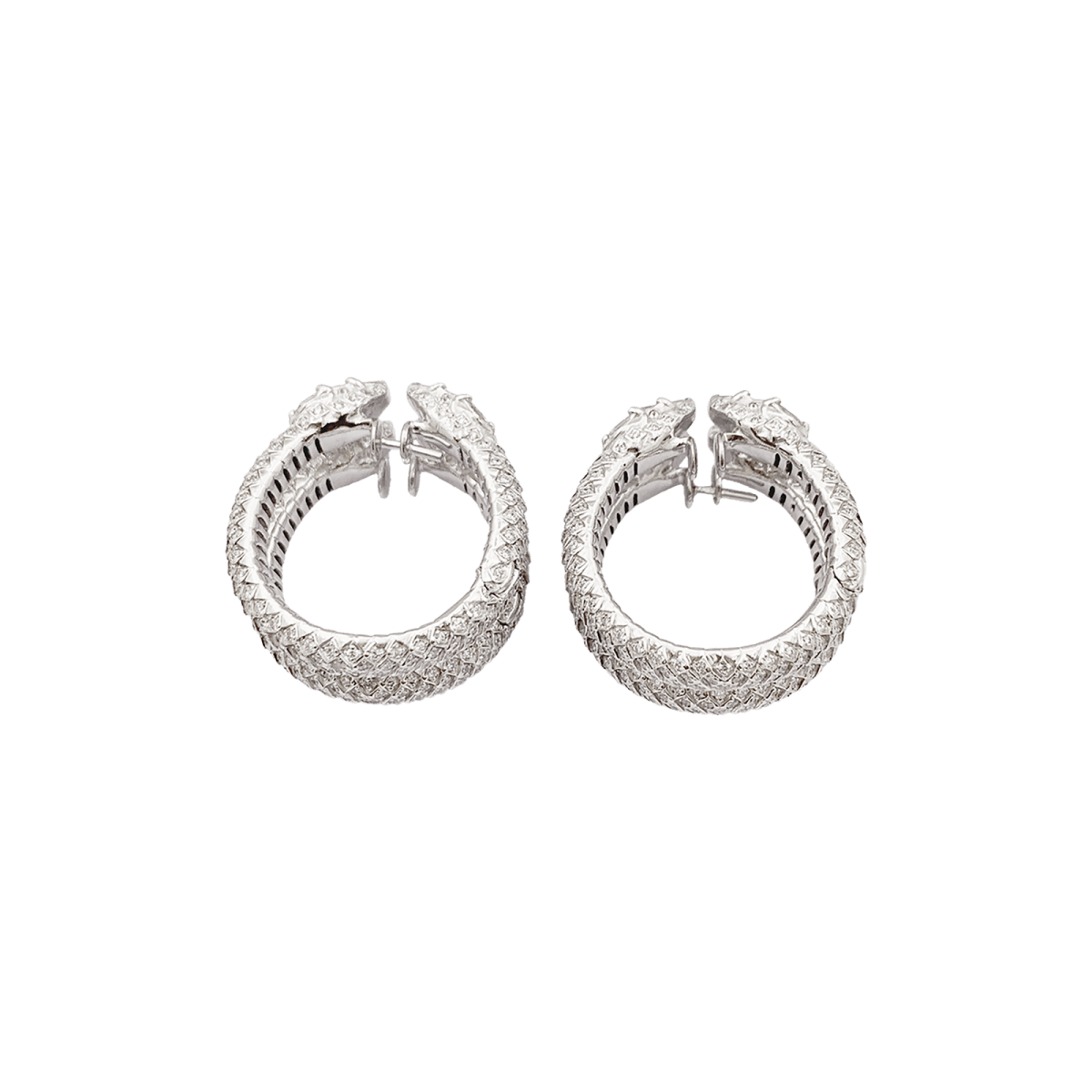 Boucles d'oreilles Repossi "Ophydienne", or blanc, diamants. - Castafiore